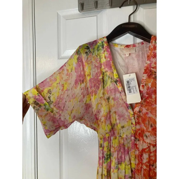 Rococo Sand Nesh Maxi dress orange yellow floral metallic sz XS - Picture 10 of 16